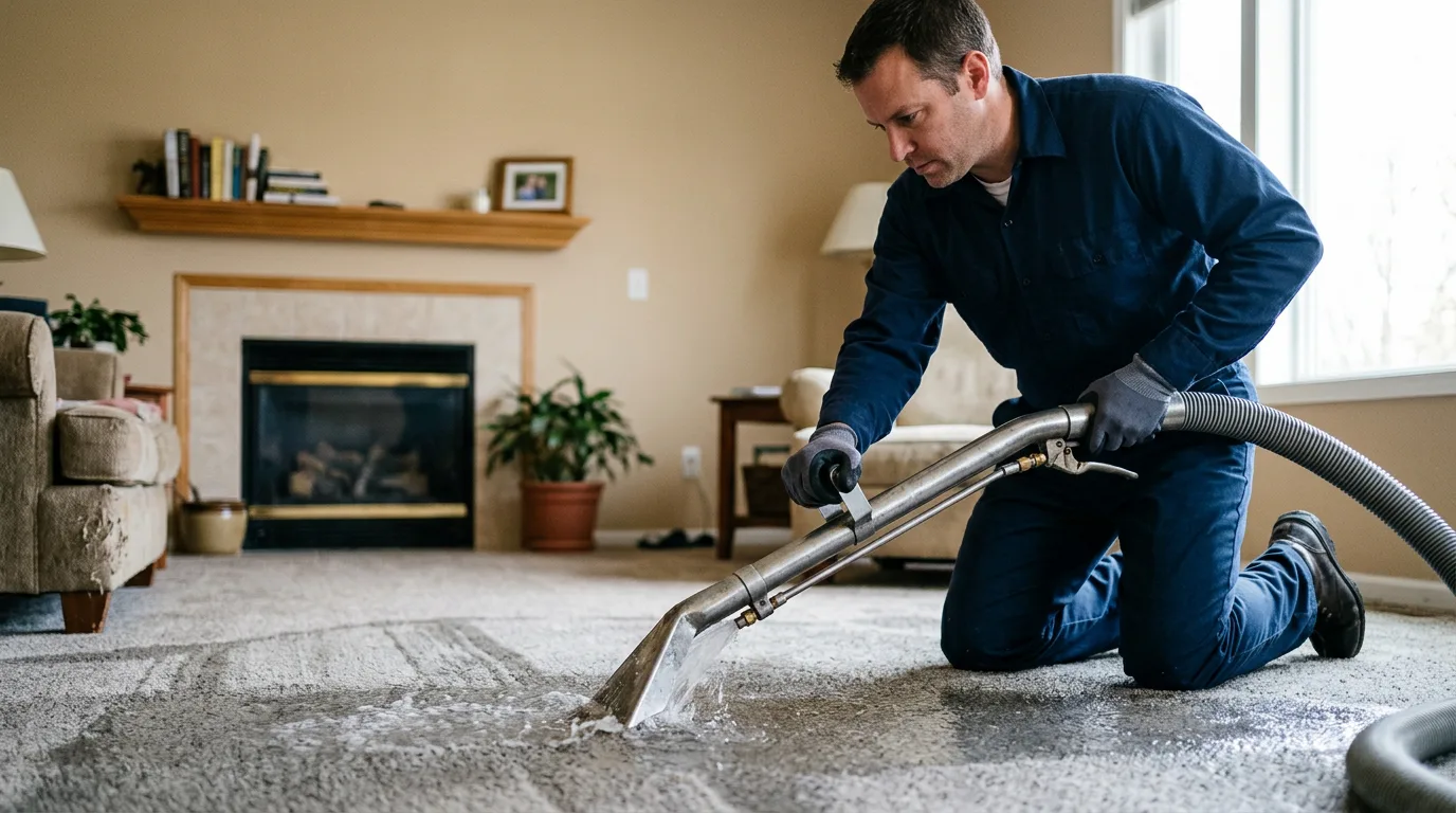 Water damage restoration technician working near New Concord, KY